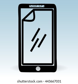 stick the protective film on the screen vector icon