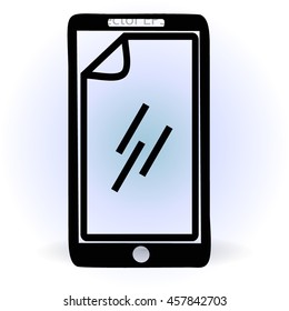 stick the protective film on the screen vector icon