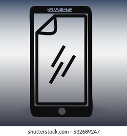 stick the protective film on the screen vector icon