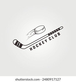 palo y puck club de hockey simple Vector vintage icono ilustración