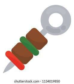 
Stick with rings and some crispy salted meat pieces along with veggies, formation of barbecue skewers icon 
