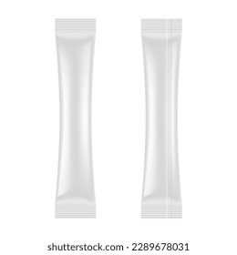 Stick sachet mockup isolated on white background. Vector illustration 
