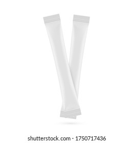 Stick sachets mockup isolated on white background. Vector illustration