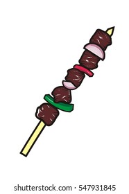 a stick of satay, simple illustration