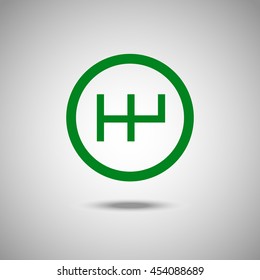 Stick shift Icon. Flat style.Grey background. Vector illustration.