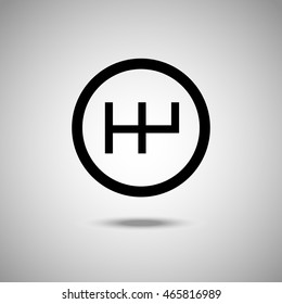 Stick shift Icon. Flat style.Grey background. Vector illustration.