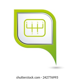 Stick shift on green map pointer.