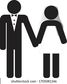 Stick Silhouette Figures Getting Married Holding Hands