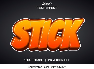 stick text effect with orange color 3d style.
