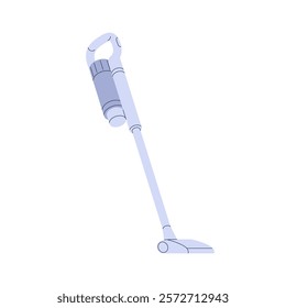 Stick vacuum cleaner. Modern cordless appliance, home domestic device for dust. Electric wireless gadget, household tool for cleaning floor. Flat vector illustration isolated on white background