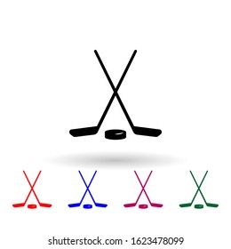 Stick and washer multi color icon. Simple glyph, flat vector of winter icons for ui and ux, website or mobile application on white background