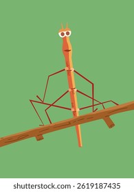 stickbug insect on the branch illustration