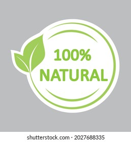 Pegatina 100% natural, vector, icono.