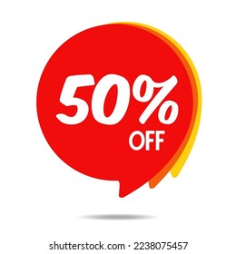 Sticker with 50% discount. Discount offer price tag, vector price discount symbol. EPS