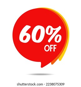 Sticker with 60% discount. Discount offer price tag, vector price discount symbol. EPS