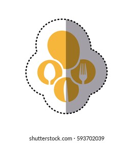 sticker abstract frames with silhouettes cutlery kitchen elements vector illustration