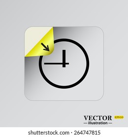 Sticker, adhesive paper. Square.  clock icon. Flat design style, vector illustration, EPS 10 
