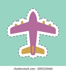 Avión de pegatinas - Recorte de línea - Ilustración simple,Accionamiento editable,Vector de plantilla de diseño, Buena para impresiones, afiches, anuncios, anuncios, gráficos de información, etc.