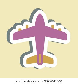Sticker Aeroplane - Simple illustration,Editable stroke,Design template vector, Good for prints, posters, advertisements, announcements, info graphics, etc.