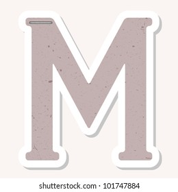 Sticker alphabet with numbers and marks based on author's original hand drawn font. Looks like made of recycled paper, ecology concept. ??M?Ã?Â�