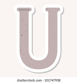Sticker alphabet with numbers and marks based on author's original hand drawn font. Looks like made of recycled paper, ecology concept. ??U?Ã?Â�