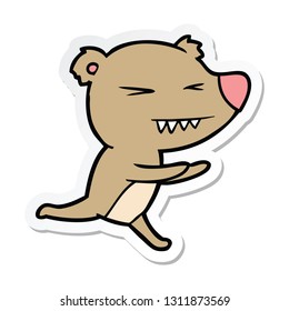 pegatina de una caricatura de oso enojado