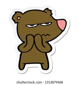 sticker of a angry bear cartoon