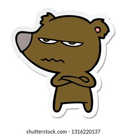 sticker of a angry bear cartoon