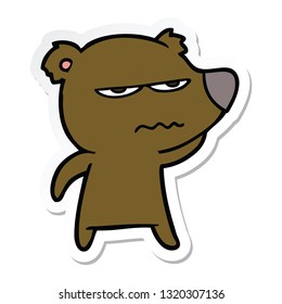 pegatina de una caricatura de oso enojado