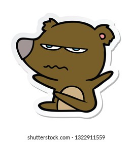 pegatina de una caricatura de oso enojado