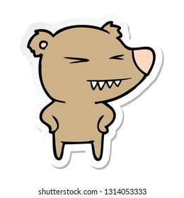 pegatina de un oso enojado con las manos en la cadera