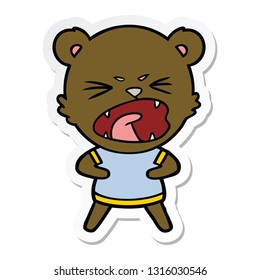 sticker of a angry cartoon bear