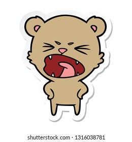 sticker of a angry cartoon bear