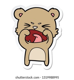 pegatina de un oso de caricatura furioso