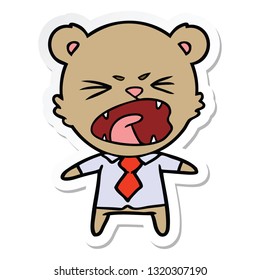 pegatina de un oso de caricatura furioso