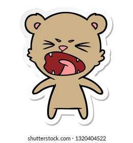 pegatina de un oso de caricatura furioso