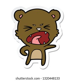 sticker of a angry cartoon bear