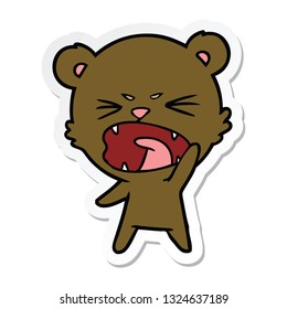 sticker of a angry cartoon bear