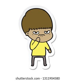 sticker of a angry cartoon boy