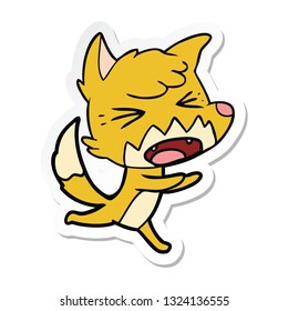sticker of a angry cartoon fox running