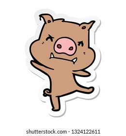 sticker of a angry cartoon pig