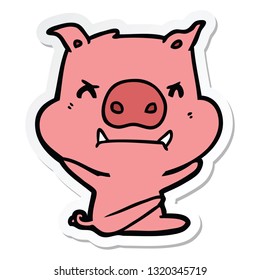 sticker of a angry cartoon pig throwing tantrum