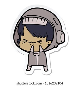 sticker of a angry cartoon space girl