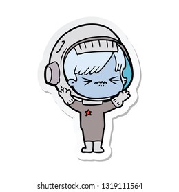 sticker of a angry cartoon space girl