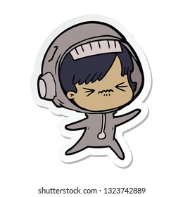 sticker of a angry cartoon space girl