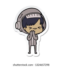 sticker of a angry cartoon space girl