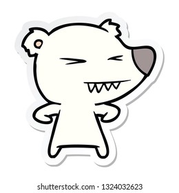 sticker of a angry polar bear cartoon