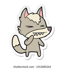adesivo de um desenho animado de lobo