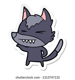 pegatina de una caricatura de lobo enojado