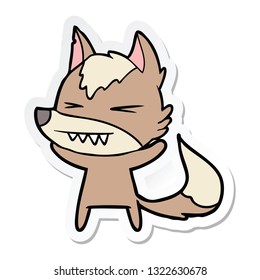 sticker of a angry wolf cartoon